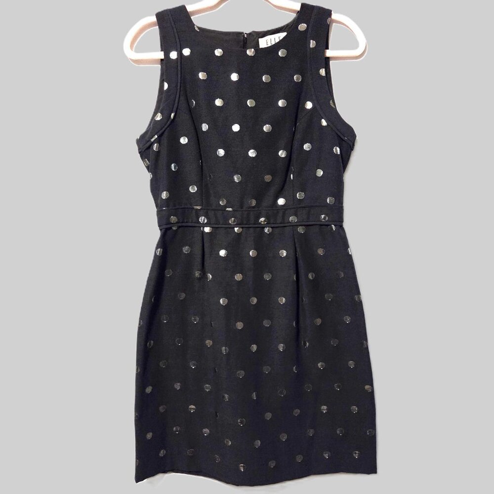 Elle Black and Silver Polka Dot Dress Size 4